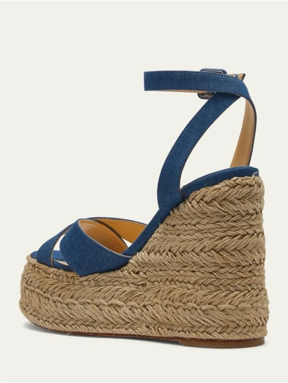 Christian Louboutin Mariza Zeppa 130 Denin Criss-Cross Espadrille Sandals